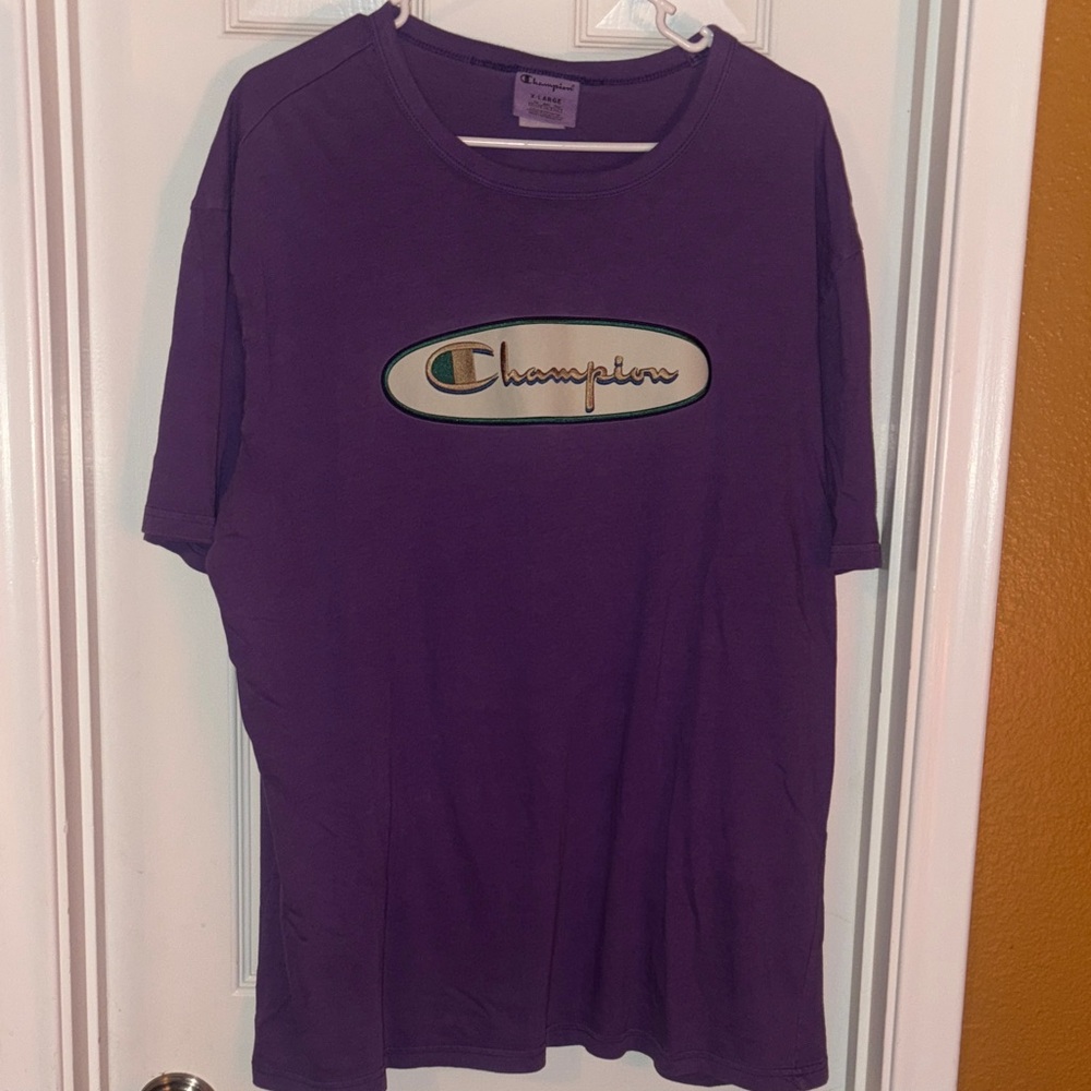 Vintage Champion Deep Purple Tee with Logo